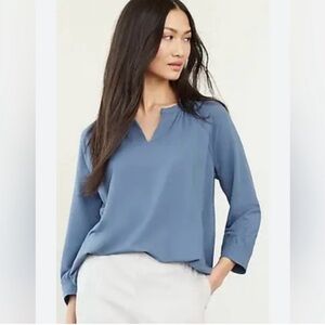 NWOT J Jill Pure Jill French Affinity Terry Top, Blue, Size Small